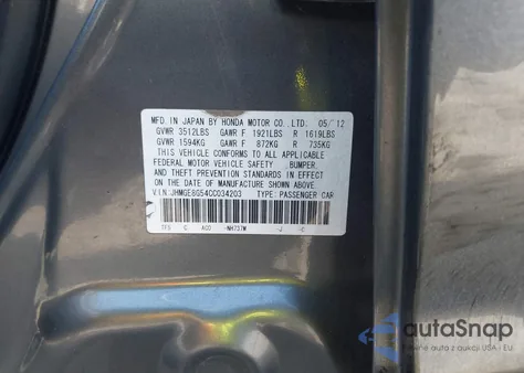 2012 Honda Fit Sport z USA, uszkodzony, nr VIN JHMGE8G54CC034203